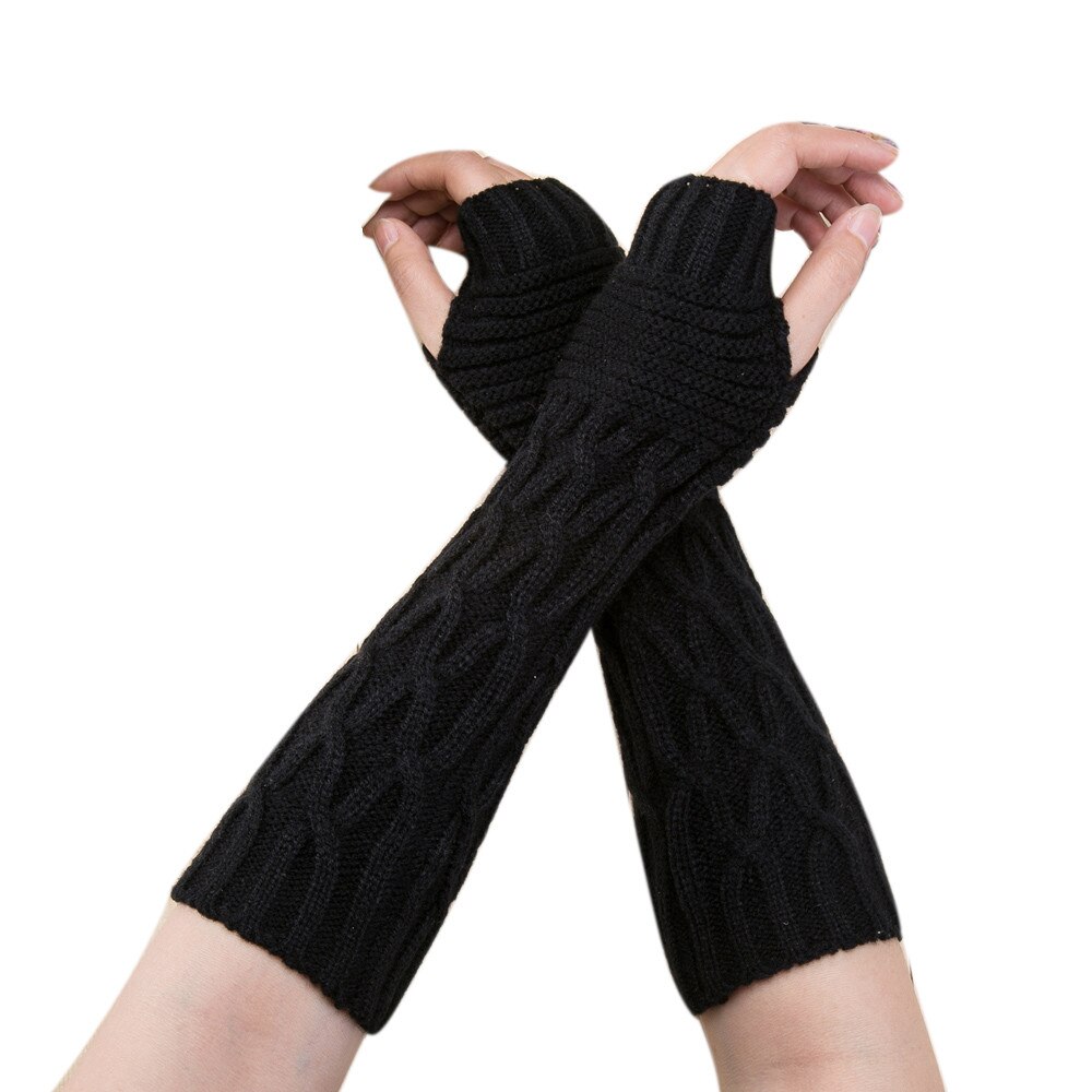 Winter Wrist Arm Hand Warmer Knitted Long Fingerless Gloves Mittens Motor Gloves Without Fingers Men's Eldiven Gants Femme