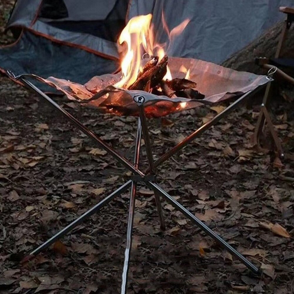 Utendørs bålplass bretting leirbål stativ bærbar utendørs camping forbrenningsovn rustfritt stål bbq brennende sammenleggbar vedovn verktøy
