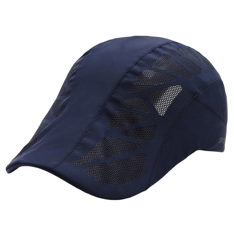 Zomer Toevallige Baret Hoed Platte Pet Gatsby Hoed Verstelbare Ademend Boina Mesh Mode Caps Outdoor: dark blue