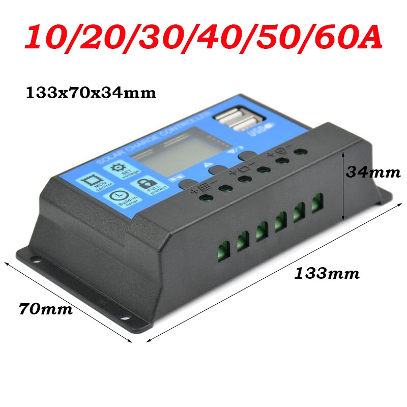50W Solar Panel Charging Board Dual USB Output Solar Cells with 10A/20A/30A/40A/50A/60A Controller Battery Charger for Outdoor