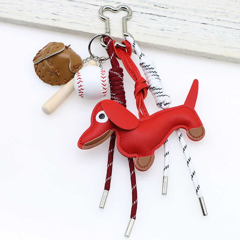 Braided Rope Bag Pendant High-grade Keychain Pendant Ruth's Same Style Dachshund Pendant Suitable For Phone Bag Accessories: Rose Gold