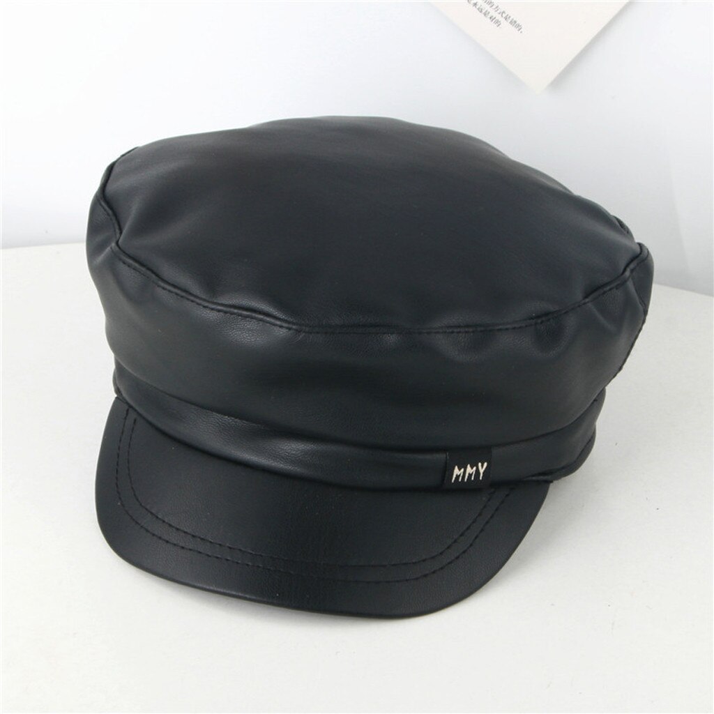 Children Leather Beret Hat Pure Color Flat Roof Lmitation Leather Wild Beret Peaked Cap Hat Newsboy Pu Retro Casual Beret Gorras