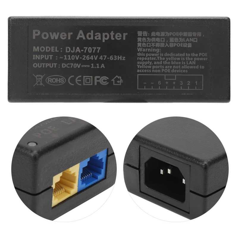 bnc connector 4-Way POE Repeater Power Supply Adapter Injector for CCTV Security Surveillance 110-264V
