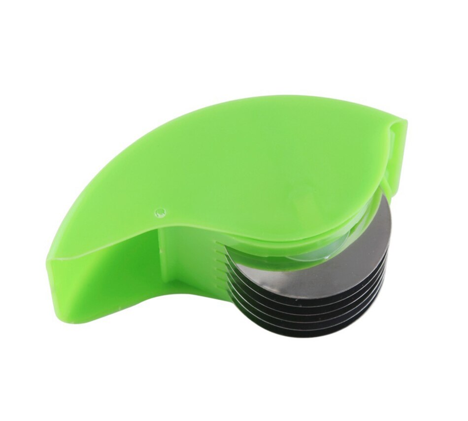 Urt rullende rulle ruller mincer urte manuel hånd scallion cut cutter skiver 6 rustfrit stål blad køkken køkkenhak: Lysegrøn