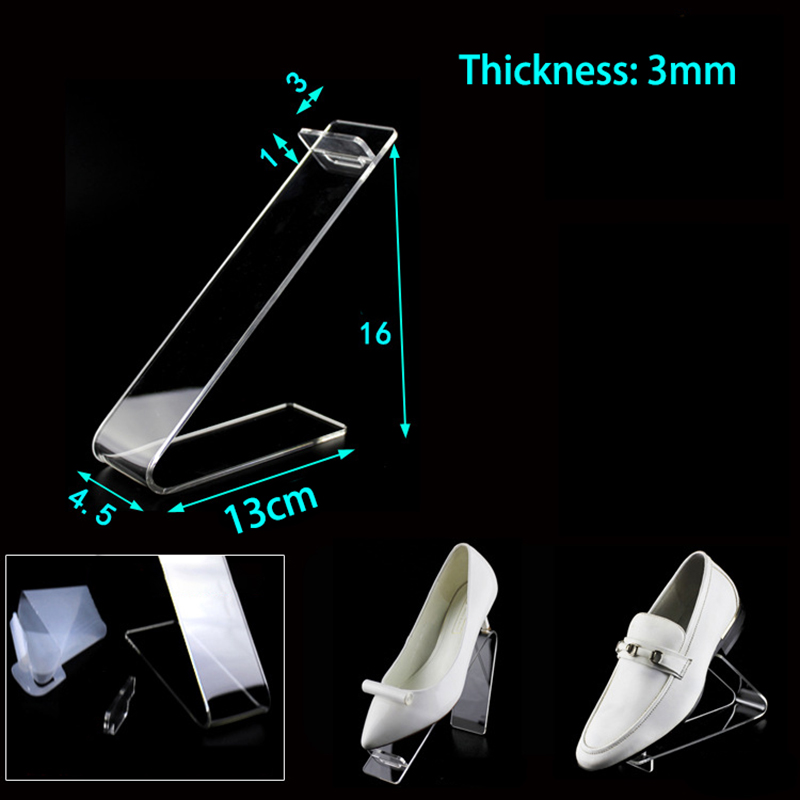 Soporte de exhibición de zapatos transparente de acrílico, soporte de estante de zapatos en forma de U para tienda de zapatos, elevador de exhibición, organizador de almacenamiento de zapatos para el hogar