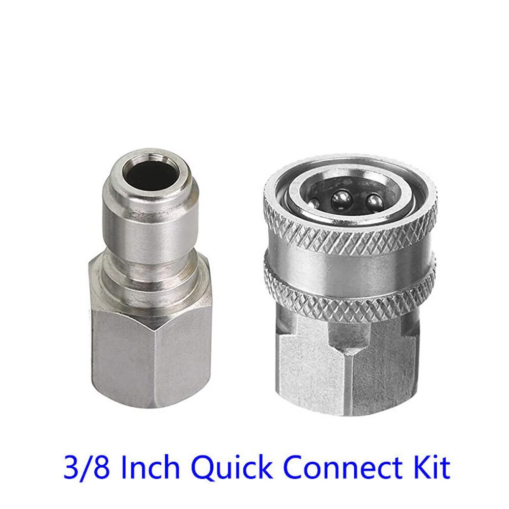 3/8 Inch Quick Connect Kit, Female Fitting, Stainless Steel, Tool Daily Pressure Washer Adapter Set5000 PSI: Default Title