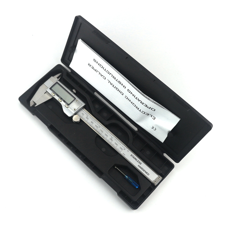 Digital Vernier Caliper 6 Inch 150mm Stainless Steel Electronic Caliper Micrometer Depth Measuring Tools: Silver with box