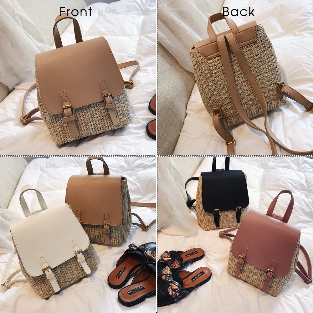 Herald femmes paille tissé sac à dos pour adolescente été sacs à dos sacs de voyage collège sac à dos directe