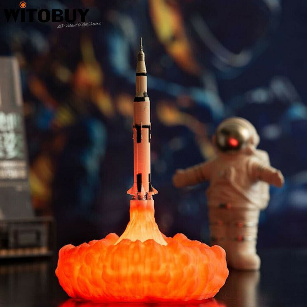 3D Print Rocket Night Light LED Desk Lamp Space Shuttle for Home Decor