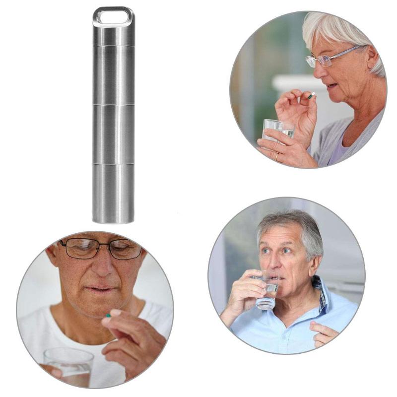 Boîte à pilules d'extérieur Portable étanche en acier inoxydable étui pour tablette, conteneur de bouteille avec placage en titane, housse antidérapante