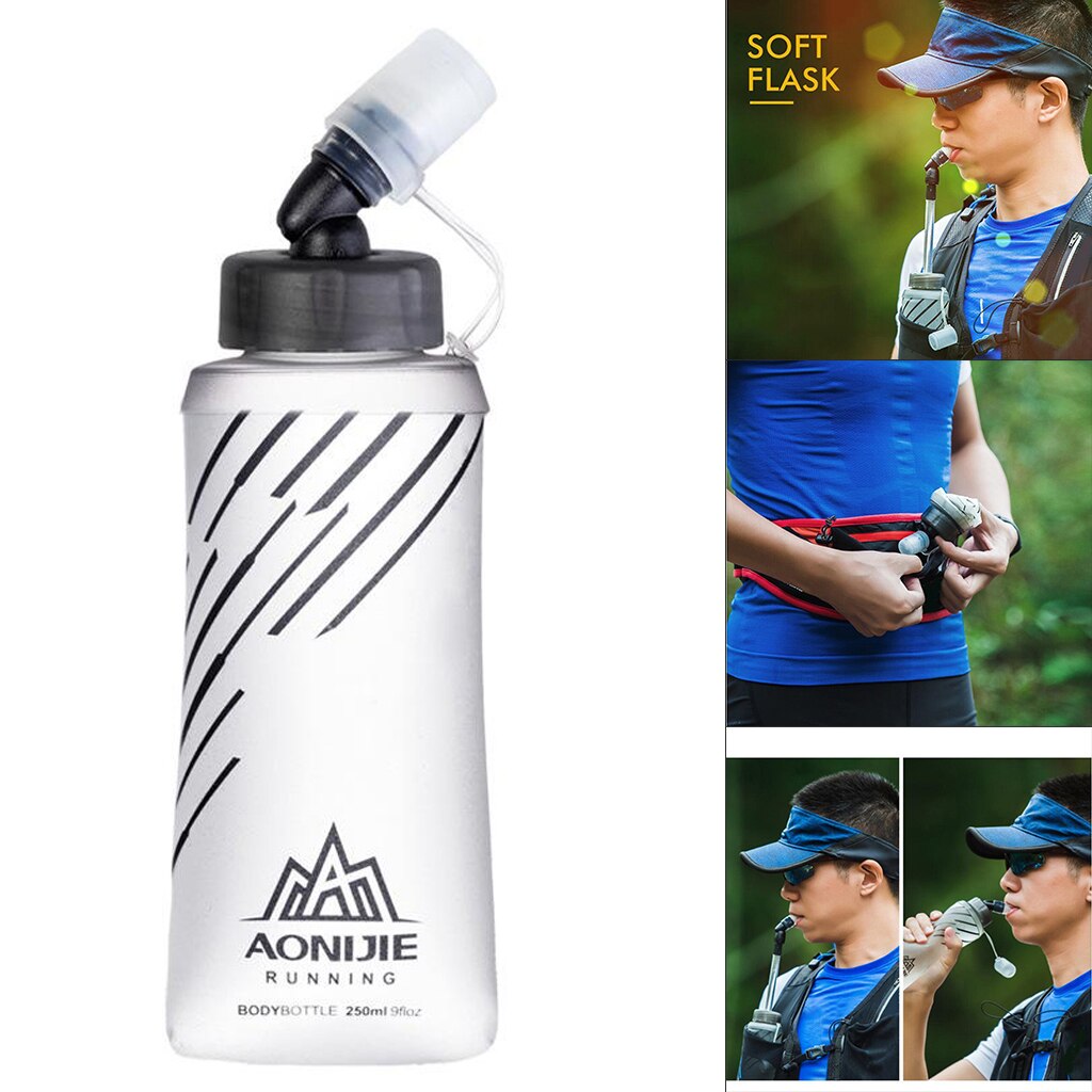 Zachte Kolf Inklapbare Bpa Gratis Tpu Water Fles Voor Hardlopen Fietsen Wandelen: 250MLGray