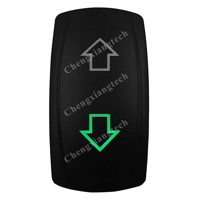 Boat Car Momentary ON/OFF/ Momentary ON DPDT Rocker Toggle Switch- ARROWS UP & DOWN - Green Led Waterproof for Carling ARB NARVA