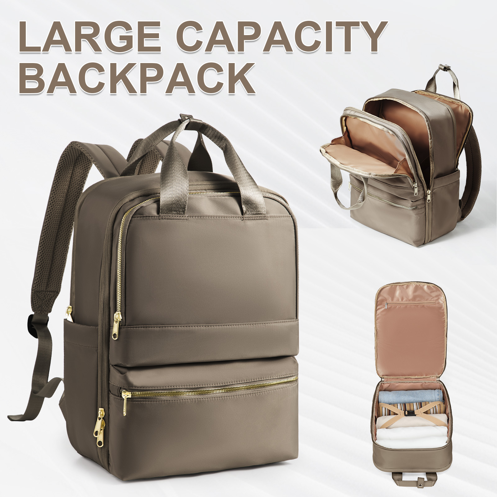 Mochilas de moda feminina para trabalho de negócios universitários, mochila de viagem elegante bolsa feminina mochila de lazer, mochila do professor: Marrom