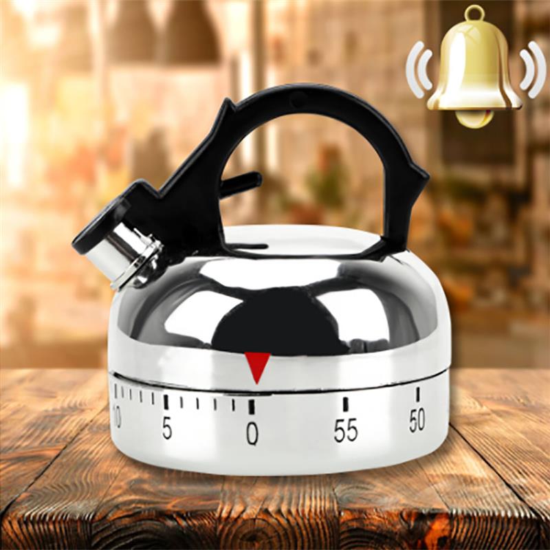 60 Minute Kitchen Timer Alarm Mechanical Teapot Shaped Timer Clock Counting Minutes Cuisine Kettle Styling Clockwork Timer
