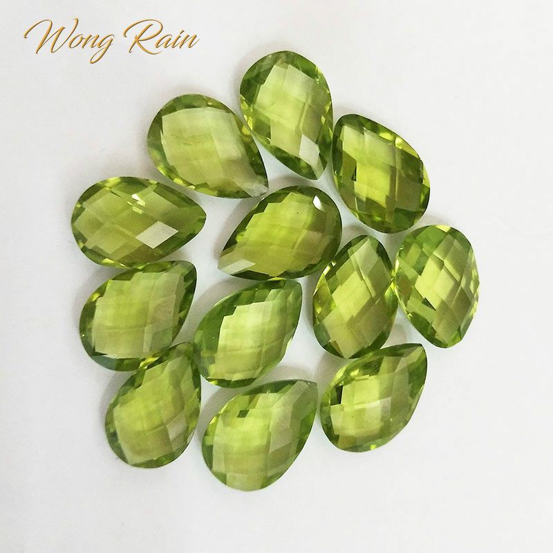 Wong chuva 1 pçs qualidade superior frete grátis gota de água pêra natural peridot solto pedras preciosas para diy jóias finas fazendo por atacado