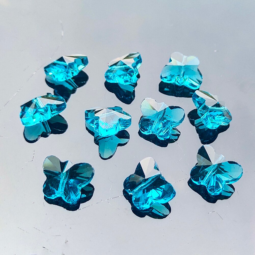10/20 stk sommerfugl krystal perler til lysekroner glas perle vedhæng gør-det-selv smykker fremstilling bryllup indretning tilbehør 14mm perler: Blå / 10 stk