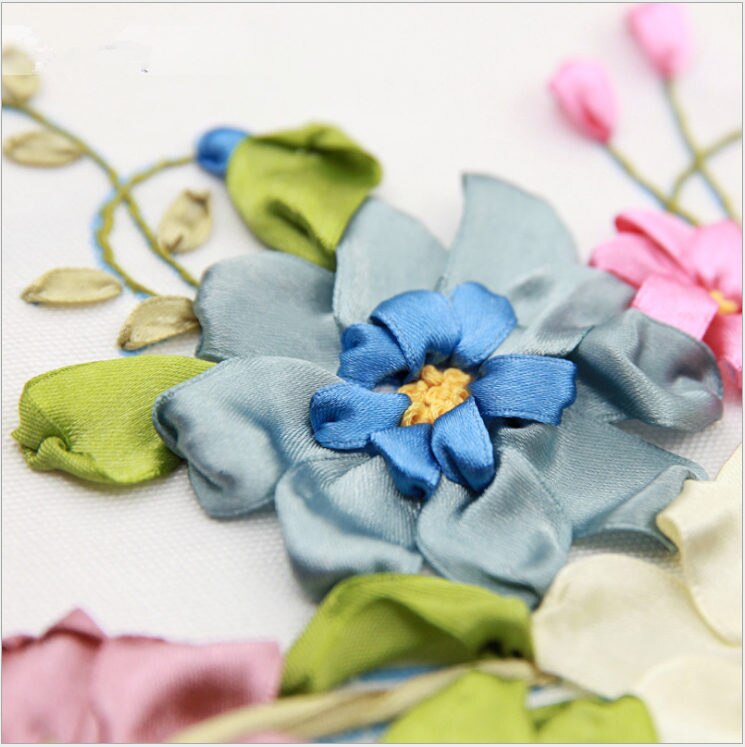 Peonía flor kit de bordado de cinta varios cuadros de pintura artesanía DIY a mano costura decoración atística de pared 7 patrones
