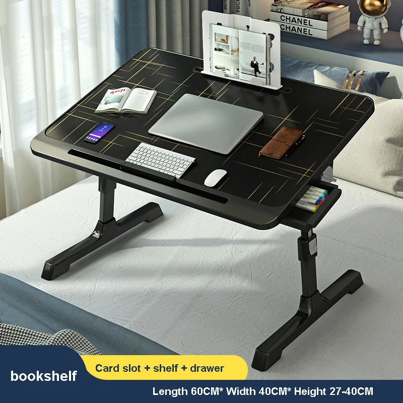 Bed Desk Small Table Plus-Sized Laptop Desk Foldable Lazy Table Dormitory Students Lap Desk: LIGHT GRAY
