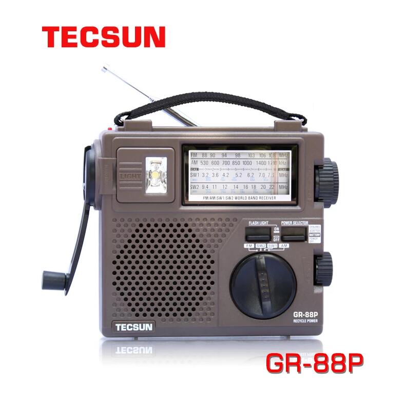 Originele Tecsun GR-88P Fm/Mw/Sw Full Band Radio Ontvanger Digitale Hand Dynamo Radio Met Emergency Led Licht