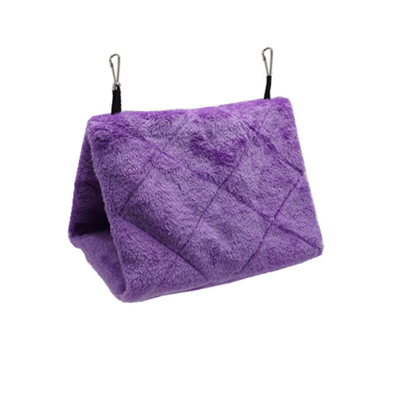 Jaula moderna para pájaros y loros, hamaca cálida, carpa, cama colgante, cueva para dormir y incubar: purple