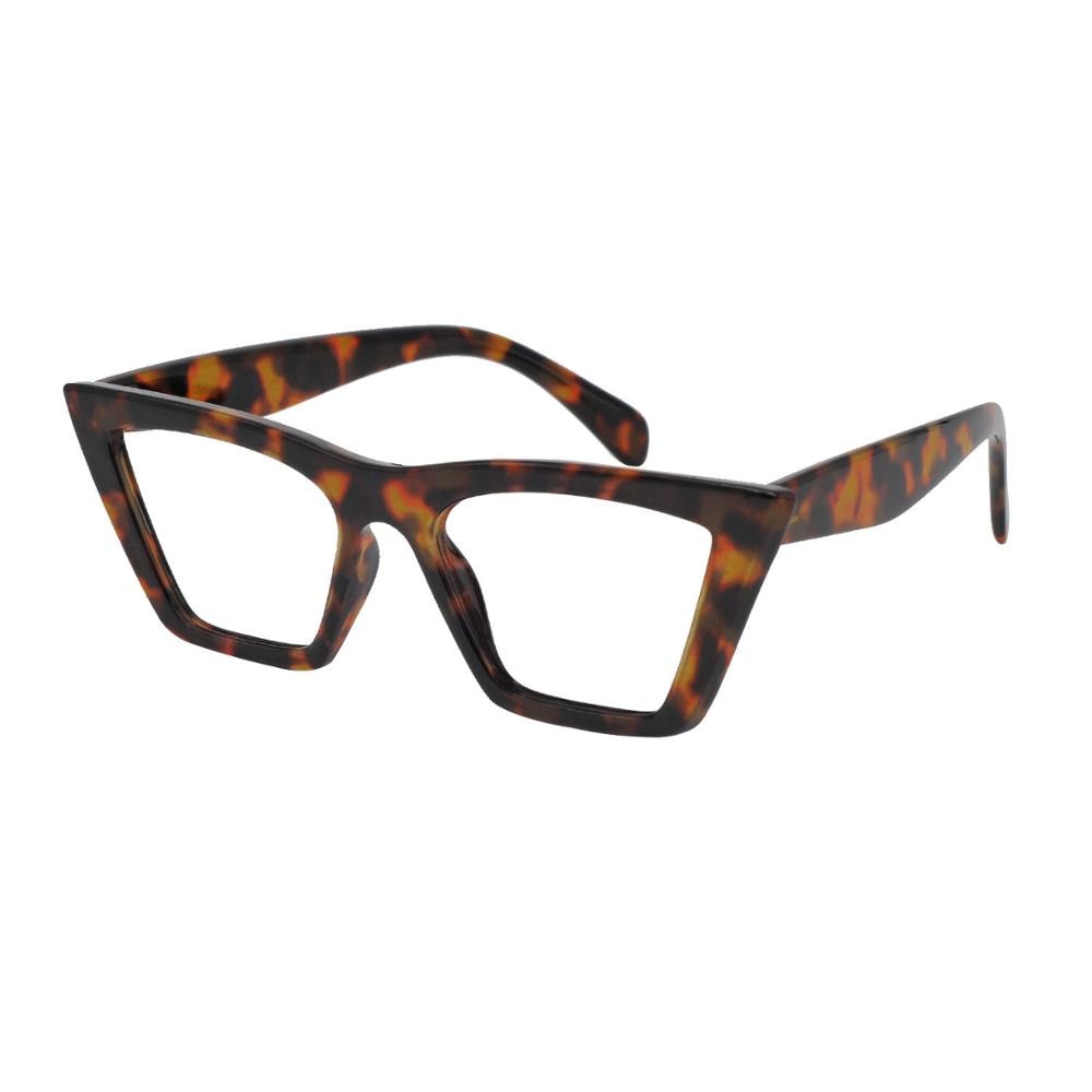 OCCI CHIARI Oversize de bloqueo de luz azul gafas de mujer gato ojo gafas óptico transparente marco computadora gafas para personas con miopía: C2 Brown