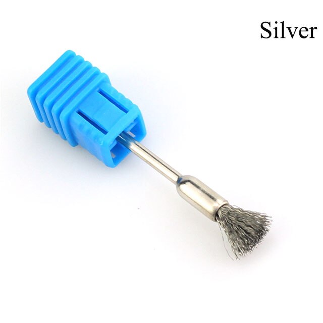 Eruika 1pc gyldne kobbertråd neglebor rengøringsbørste til elektriske manicure bor bit renere bærbart værktøj sølv ståltråd: 02