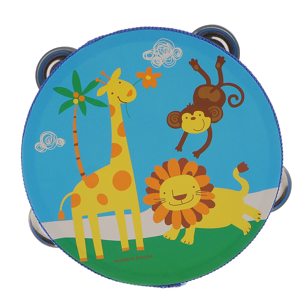Pandereta de madera de una sola fila para bebé, juguete de percusión para niños pequeños, 6 pulgadas