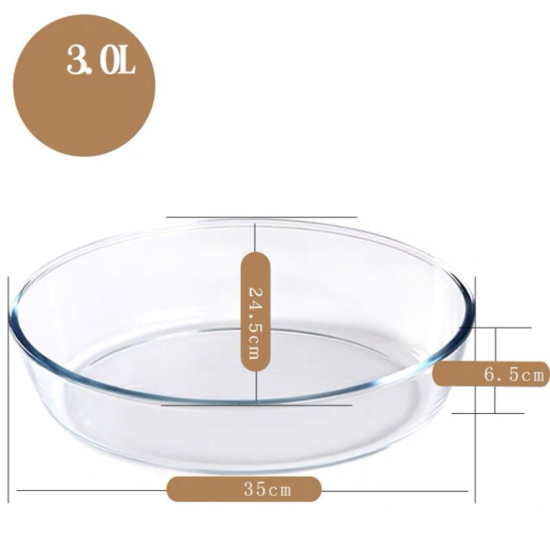 Heat Resistant Glass Dessert Plate Household Microwave Oven Baking Tray Oval Transparent Salad Fish Plate Tableware: 3L