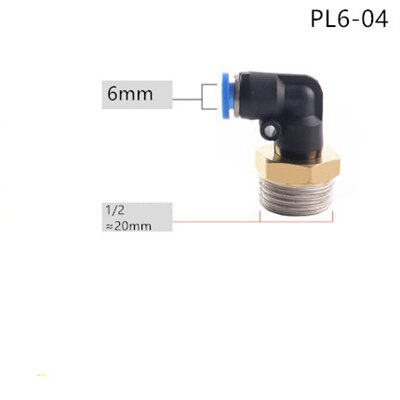 PL Pneumatic connector 4mm-12mm Hose OD 1/8" 1/4" 3/8" 1/2" Male Thread Pneumatic Tube Elbow Connector Tube Air Push In Fitting: PL6-04