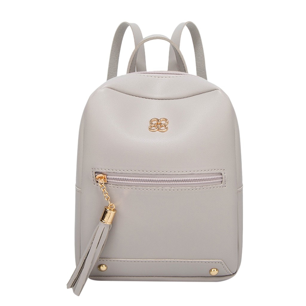 Mini sac à dos sac à bandoulière en cuir synthétique polyuréthane pour femmes pour adolescentes enfants multi-fonction petit sac à dos femme dames école sac à dos #25: Gray