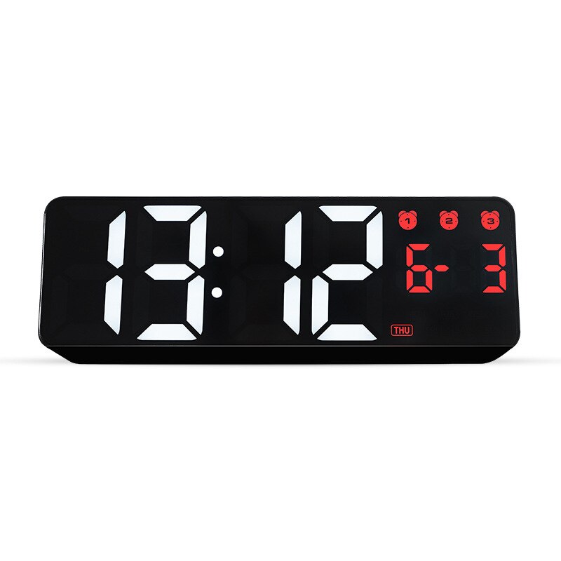 Digital Wall Clock Voice Control Date 3 Alarms Electronic Table Clock Night Mode Touch Snooze LED Clocks for Living Room: Red