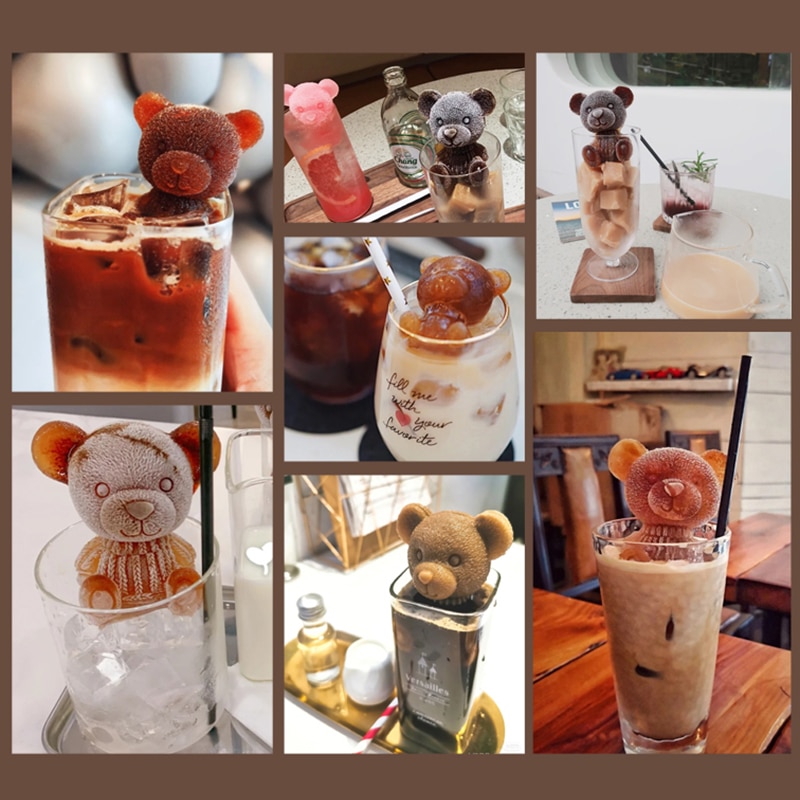3D Speelgoed Strik Beer Siliconen Mal Fondant Cake Koffie Mallen Chocolade Beer Mould Taart Tools Keuken Bakken Accessoires