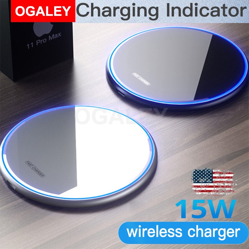 15W 10W Qi Draadloze Oplader Voor Iphone 11 12 Pro Max IPhone12 X Xs Max Xr 8 Plus snelle Draadloze Opladen Pad Voor Airpods Oortelefoon