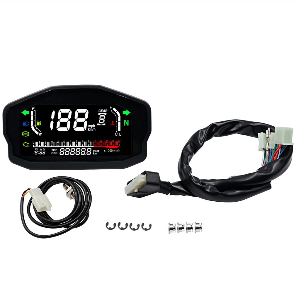 Motorfiets Lcd-kleurenscherm Kilometerteller Toerenteller Retrofit Lcd Digitale Meter Speed Watertemperatuur Brandstof Gauge