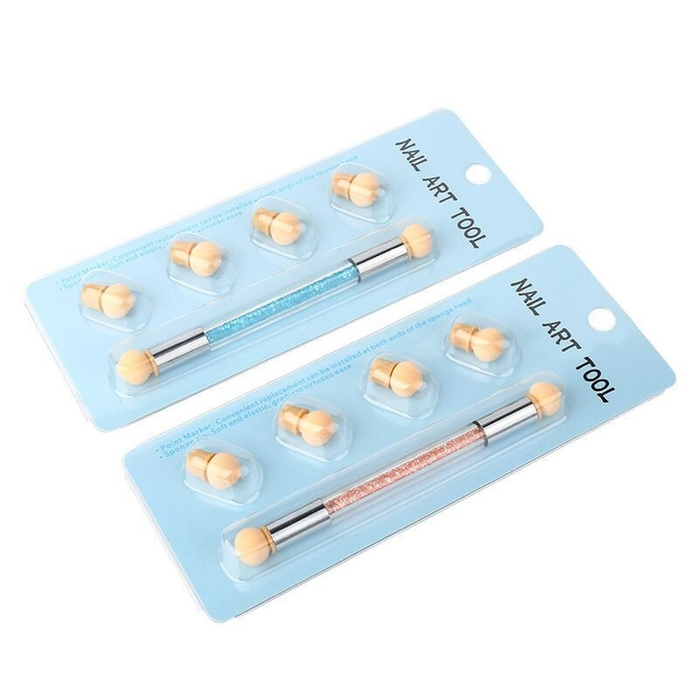 Pincel degradado para manicura francesa, herramienta de Arte de uñas + 4 esponjas para uñas, Pluma de grabado en relieve, herramientas de pintura acrílica degradada, color aleatorio, 1 ud.