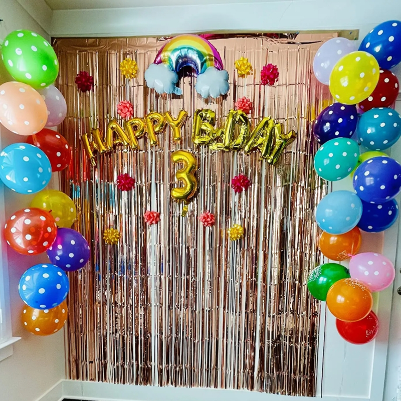 Som fest, metallisk glitterfolie, frynser, gardiner, baggrund til fødselsdag, årsfest, foto, bryllupsdekoration