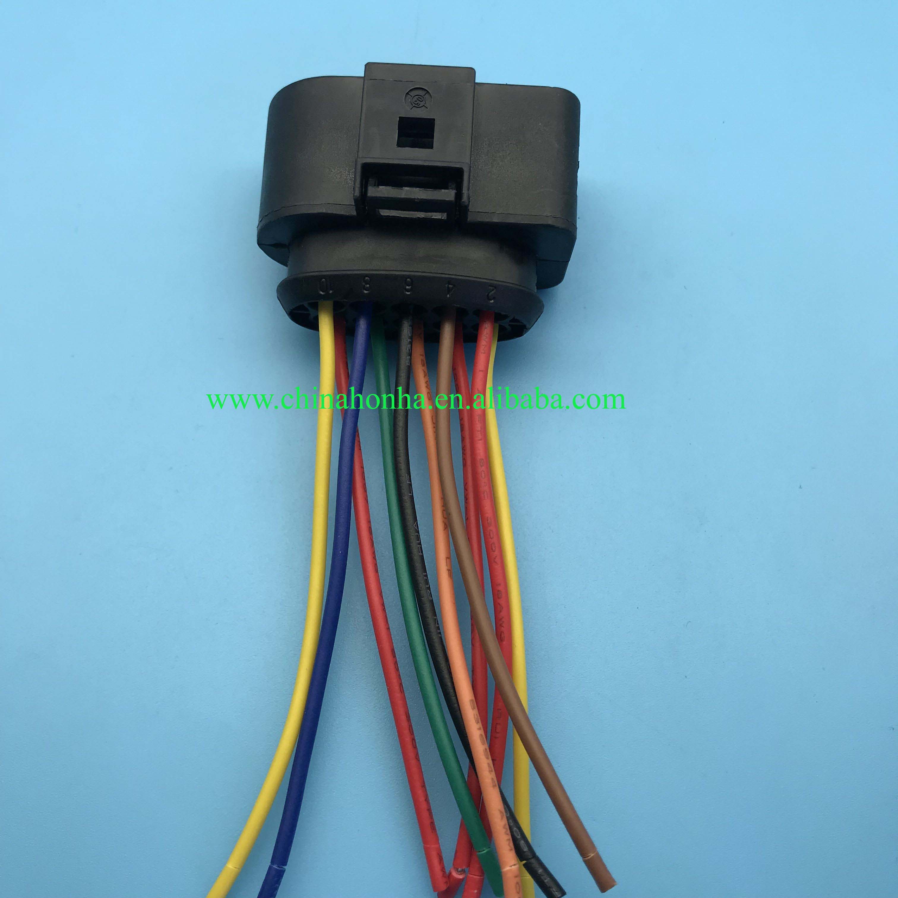 5/10 stk 10 -pinners billykt hodelyktplugg pigtail-kontakt ledningsadapter 1 j 0973735 1 j 0 973 735 med 10cm 18 awg-ledning