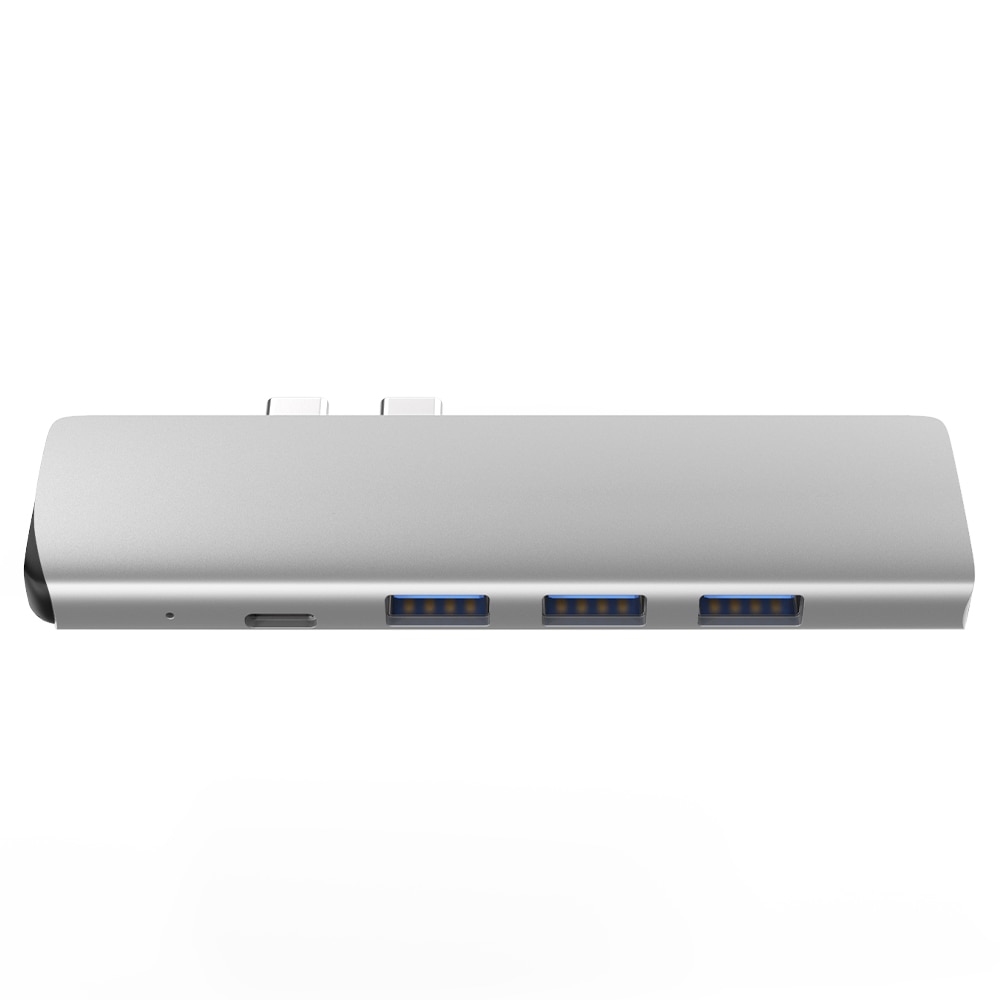 Usb 3.1 Type-C Hub Naar Hdmi Adapter 4K Thunderbolt 3 Usb C Hub Met Hub 3.0 Tf sd Reader Slot Pd Voor Macbook Pro/Air -: Silver
