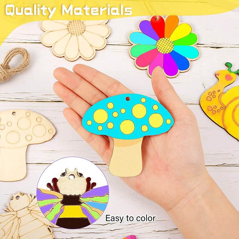 20 Pcs Squirrel Wood Cutouts With Hemp Ropes - DIY Craft Ornaments For Forest Theme Party - View #9