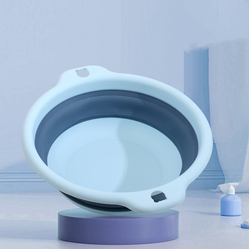Portable Foldable Laundry Basin Plastic Travel Folding Wash Basin Safe Durable Foldable Wash Basin Bathroom Household Supplies: Blue