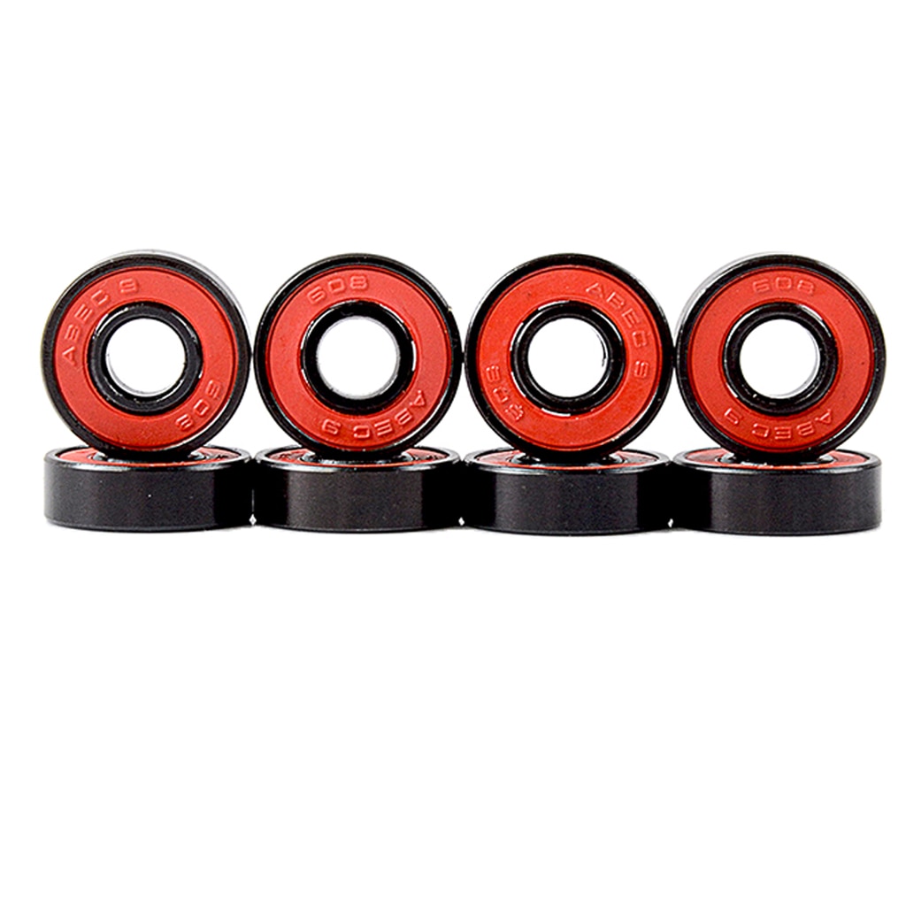Magideal 8 pack abec -9 608 skateboard lejer skating longboard skates ringhjul kuglelejer rød sort 22mm