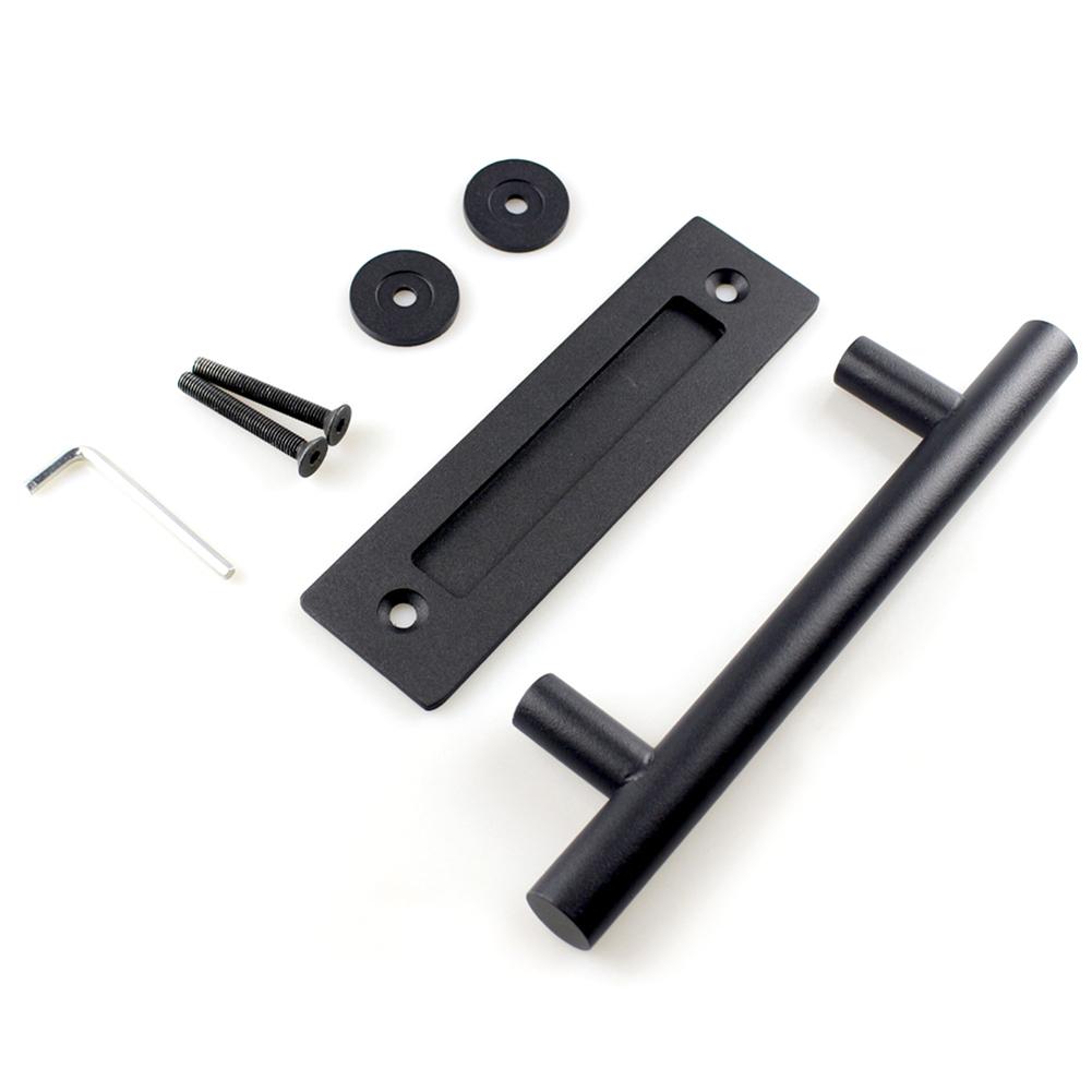 Black Matte Door Handle Barn Garage Durable American Handle Sided Indoor Wooden Door Universal Replacement Furniture: Round