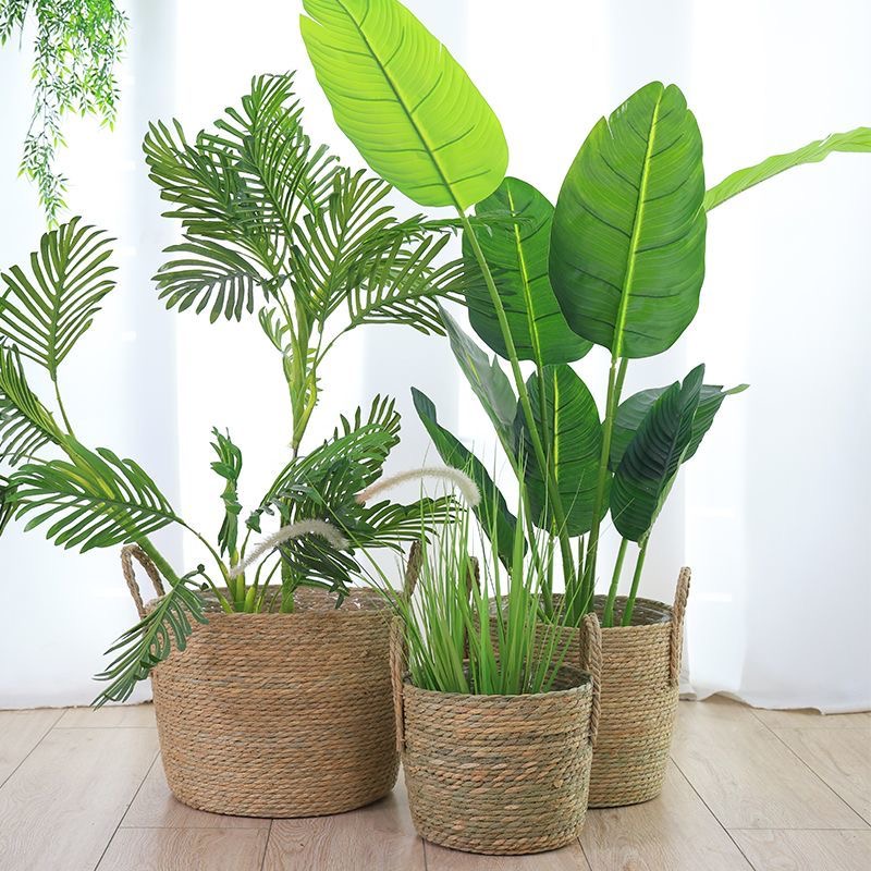 Natuurlijke Rieten Plantenbak Mand Bloempot Rotan Stro Bloemenmand Voor Huis Tuin Decoratie 20/25/30CM
