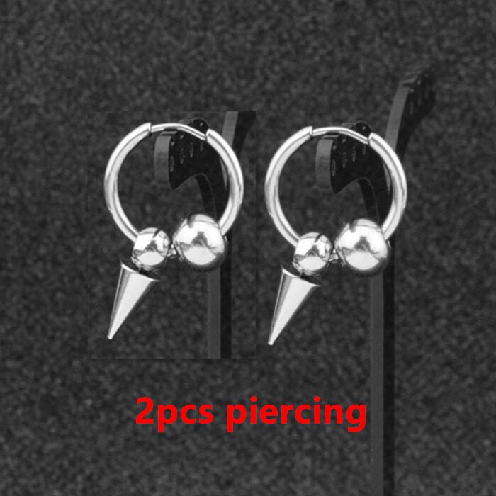 クリップ耳ピアスなしのためにステンレス鋼テーパーリングファッションジュエリーユース女性ドロップピアス: 2pc piercing