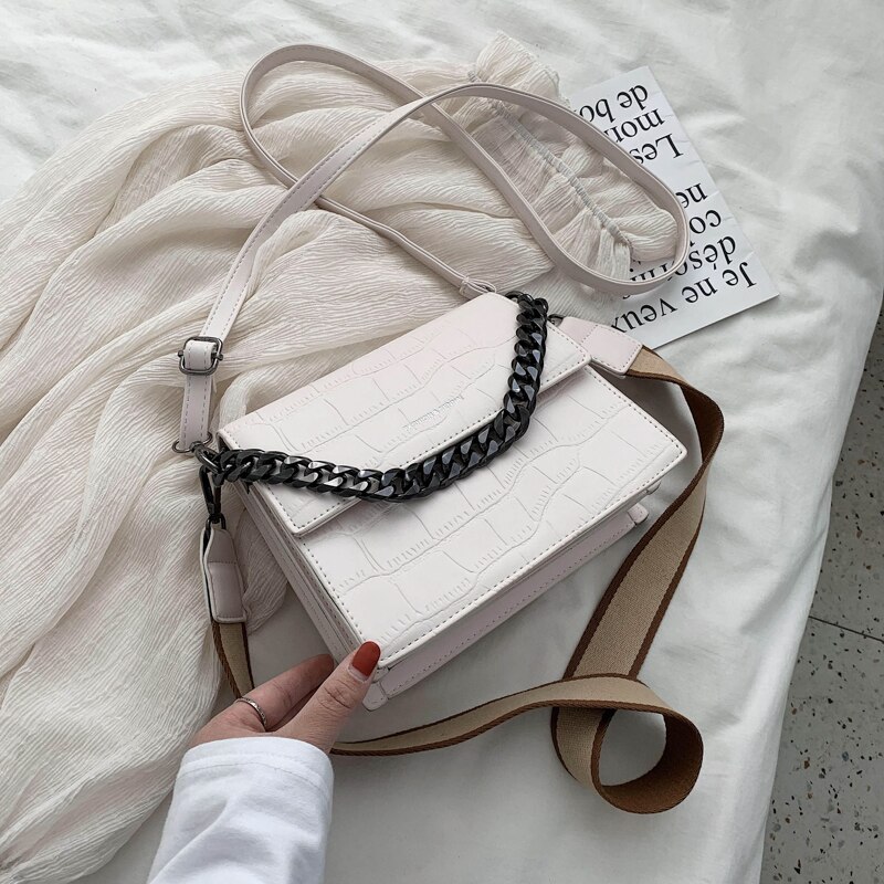 Jin mantang ketting damestas casual schoudertas messengertas effen kleur leren moedertas damestas: Beige