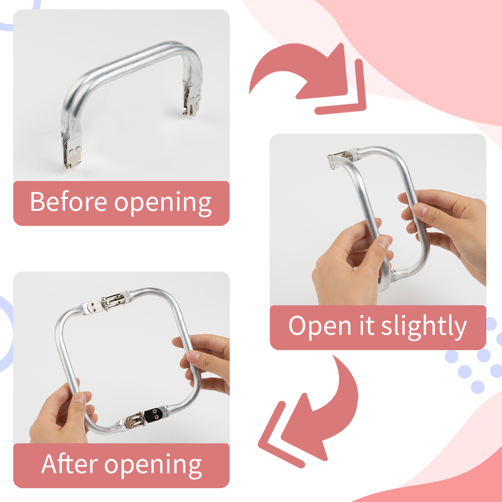 Bag Frame For Wallet Doctor Purse Frame Metal Aluminum Tube Frame Bag Handle Accessories Clutch Bag Parts