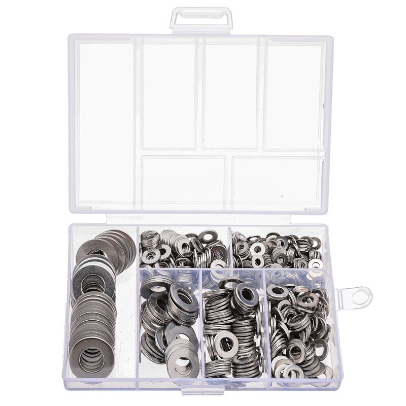 660pcs M3 M4 M5 M6 M8 M10 Stainless Steel Washer Plain Washer Kit Screw Fastener Hardware Assortment Accessories: Default Title