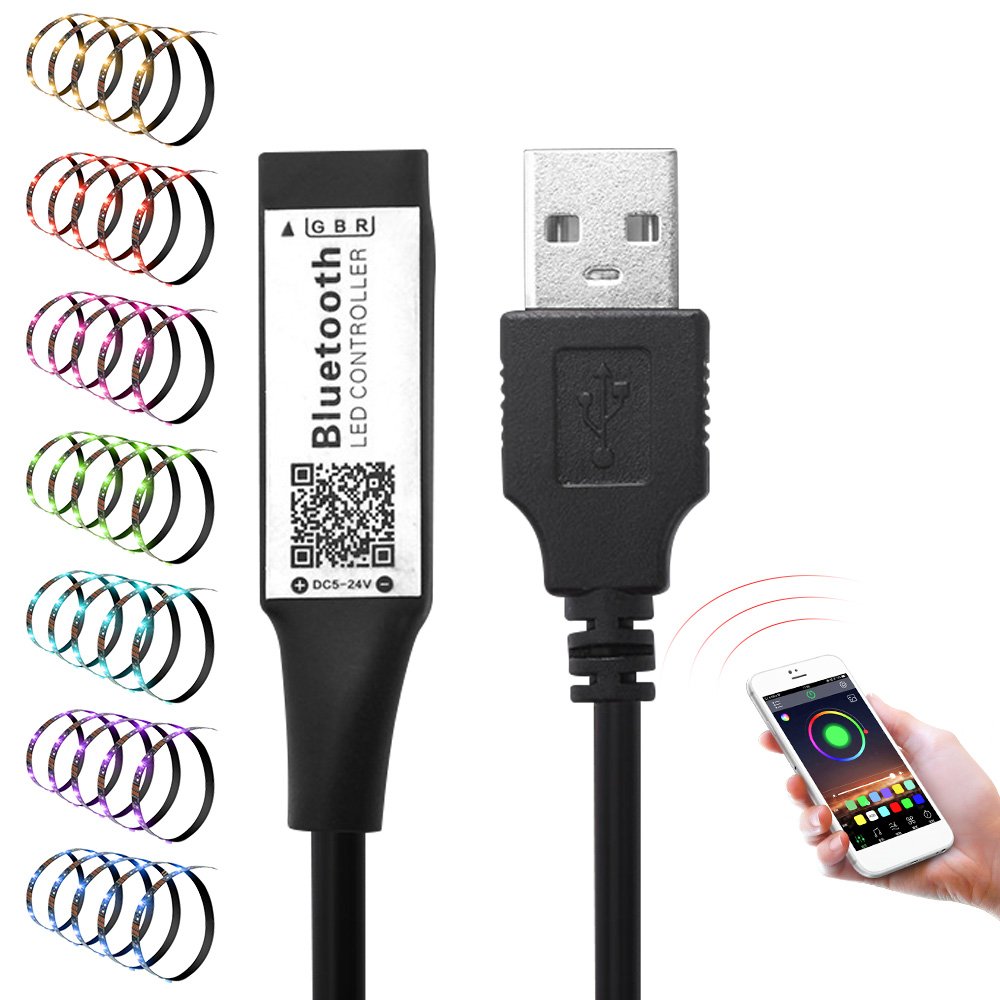 Mini USB streifen Regler Bluetooth APP Clever RGB USB Bunte synchronisieren zu Musik & Timer Regler für 5V RGB LED Streifen Licht