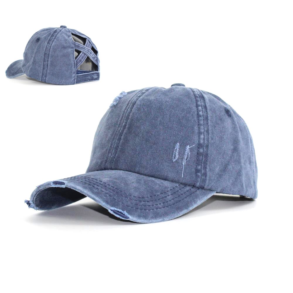 Stijl Dames Paardenstaart Baseball Cap Gewassen Gat Trucker Cap Straat Hip Hop Verstelbare Hoed Snap Back Casual Alle-wedstrijd Zonnehoed: Navy
