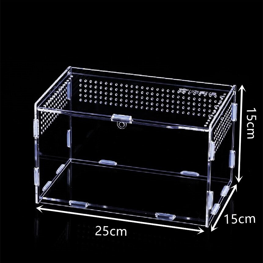 Transparent Acrylic Box Terrarium for Reptile and Amphibian Cricket Turtle Spider Snail Glass Shelter Terarium Terraria Gecko: 25 15 15